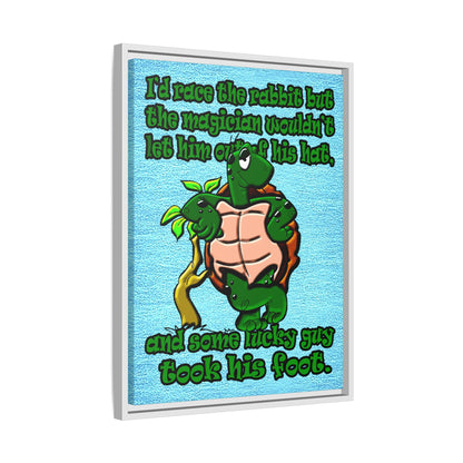 turtle race - framed canvas art (faded blue)