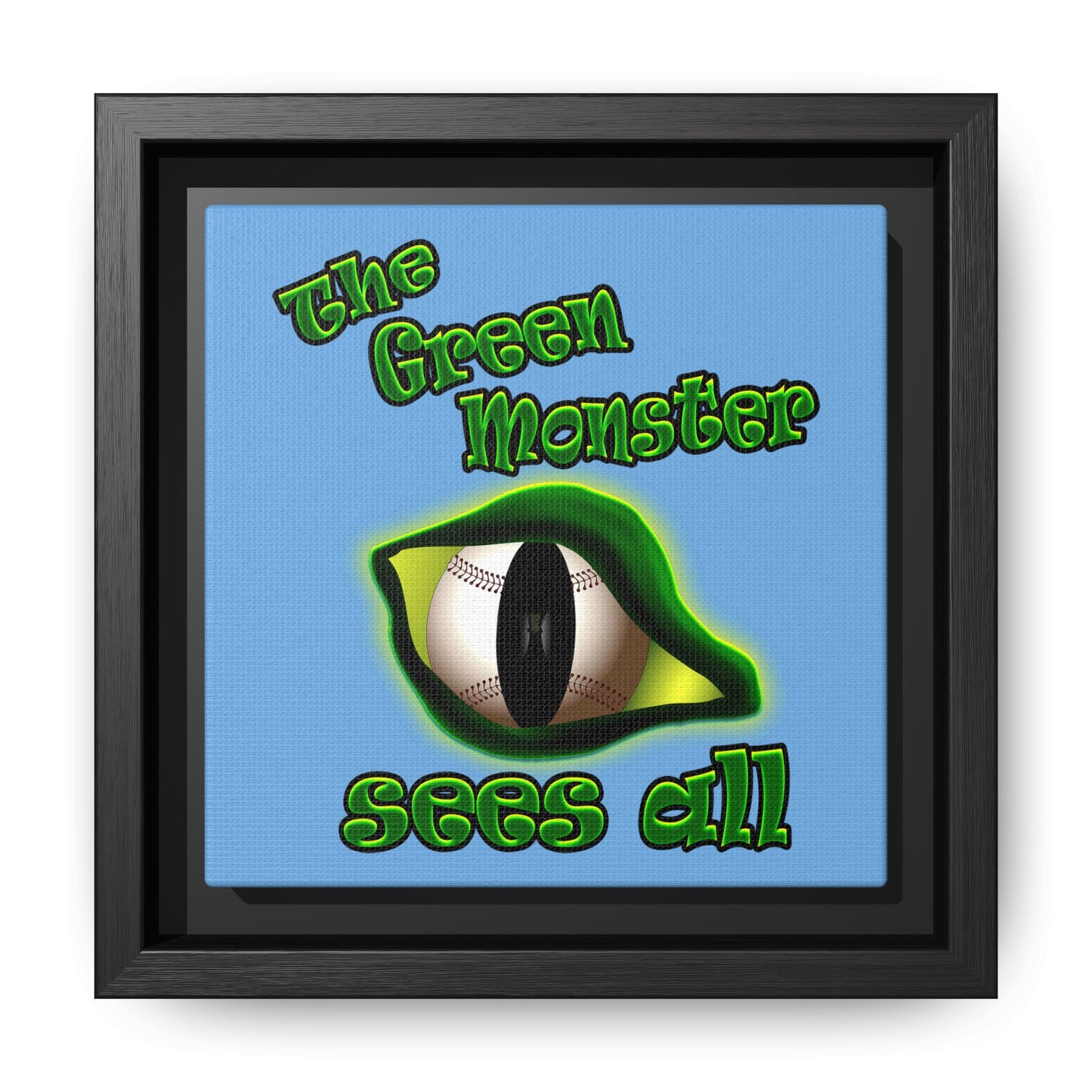 green monster - framed canvas art (light blue)