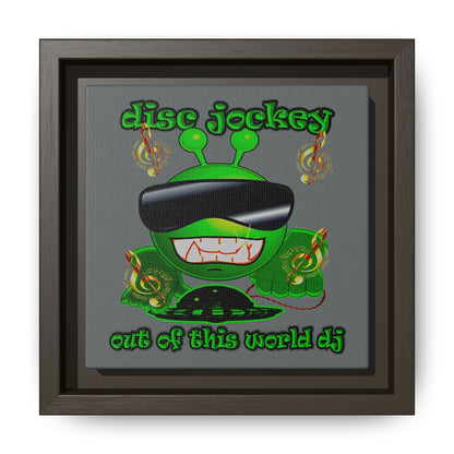 disc jockey - framed canvas art (dark grey)