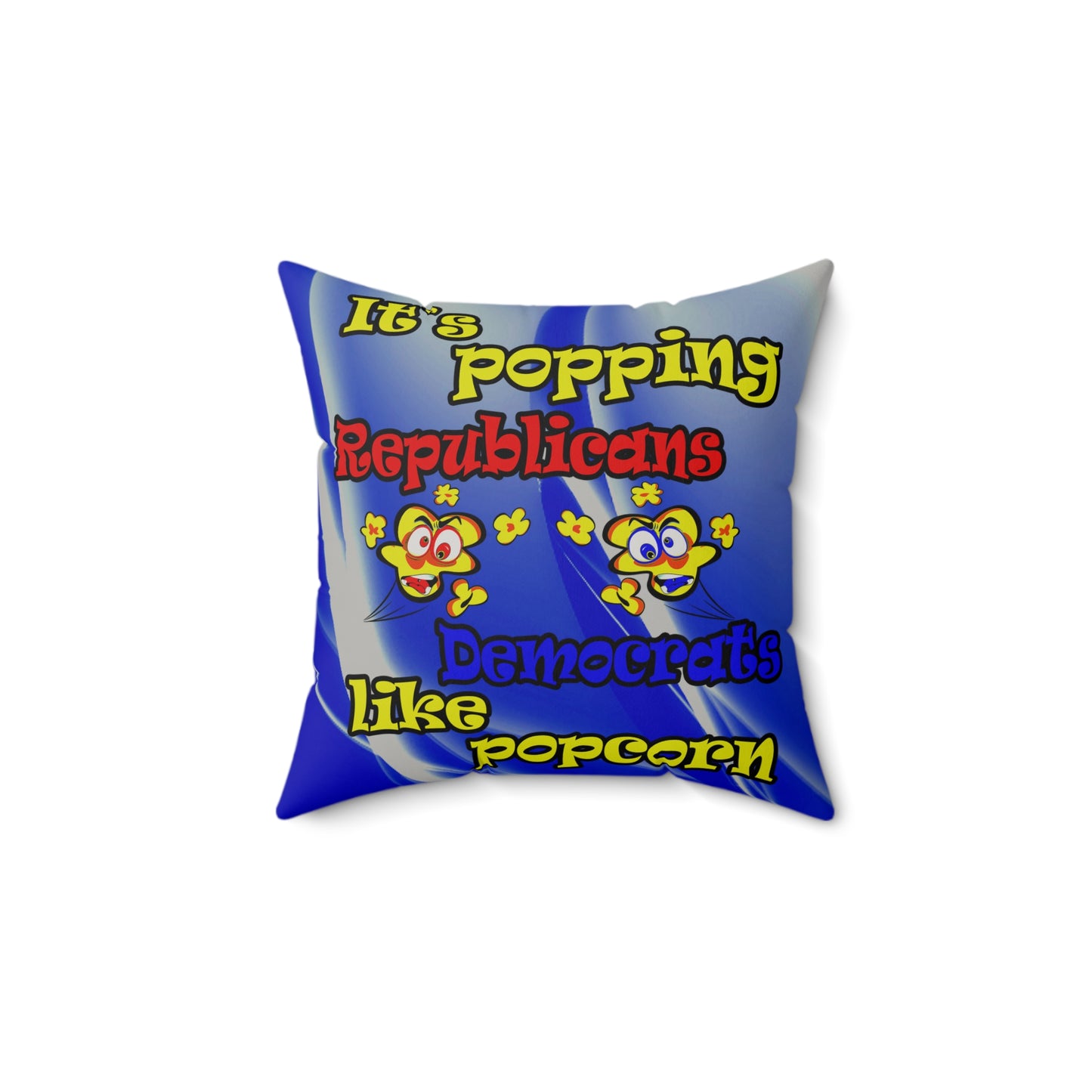 popping like popcorn - Faux Suede Square Pillow - (blue-white wave)