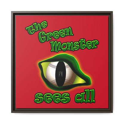 green monster - framed canvas art (dark red)