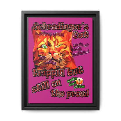 schrodinger's cat - framed canvas art (pink)