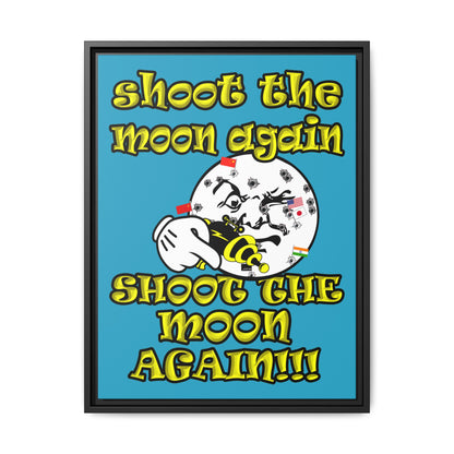 shoot the moon again - framed canvas art (turquoise)