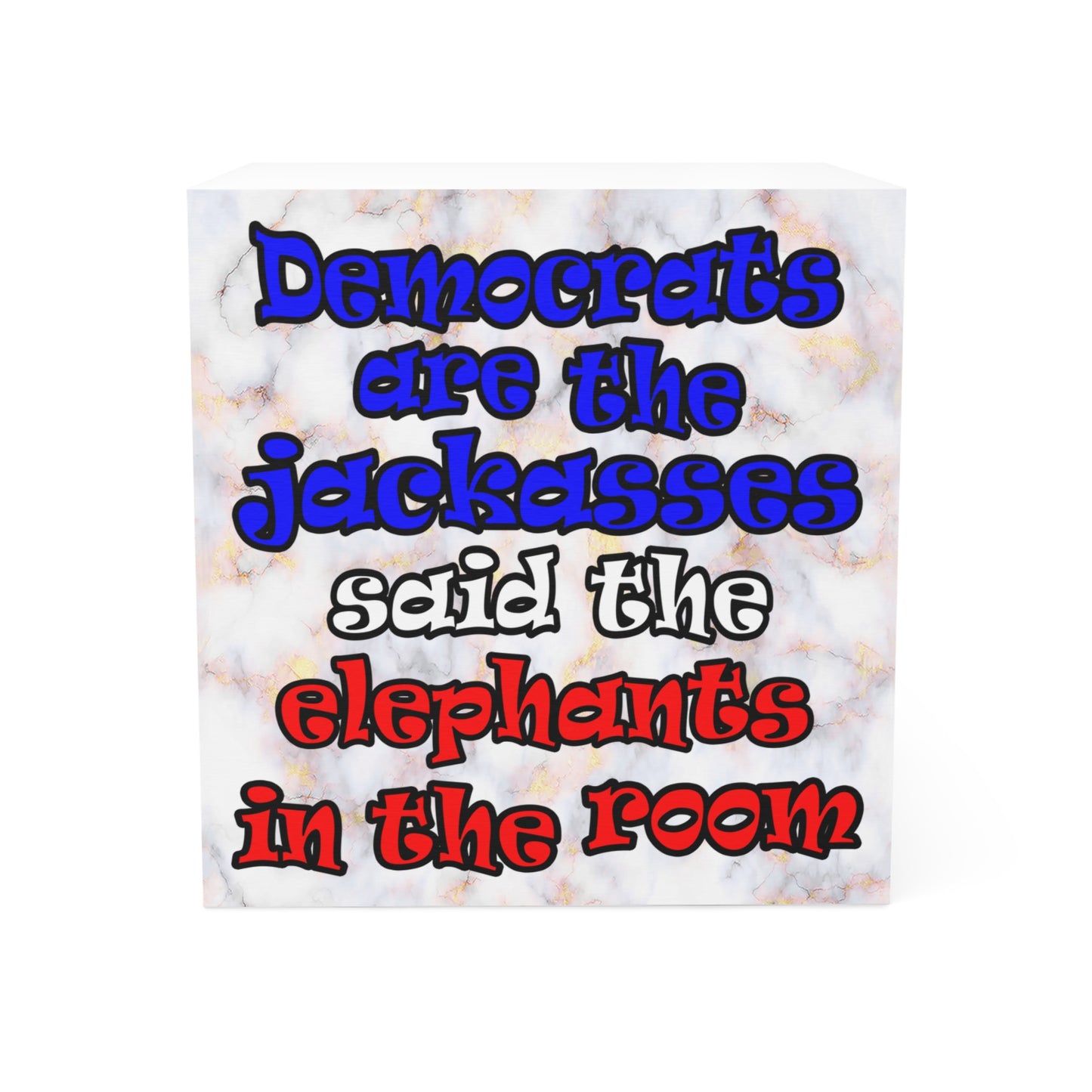 donkeys and elephants - note cube (white marble)