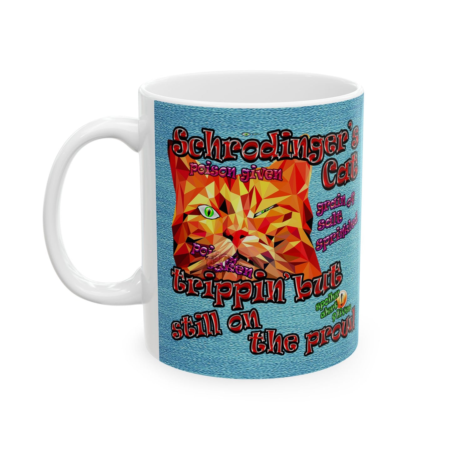 schrodinger's cat - White Mug (faded blue)
