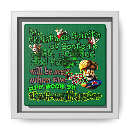 christmas spirits of boston - framed canvas art (dark green)