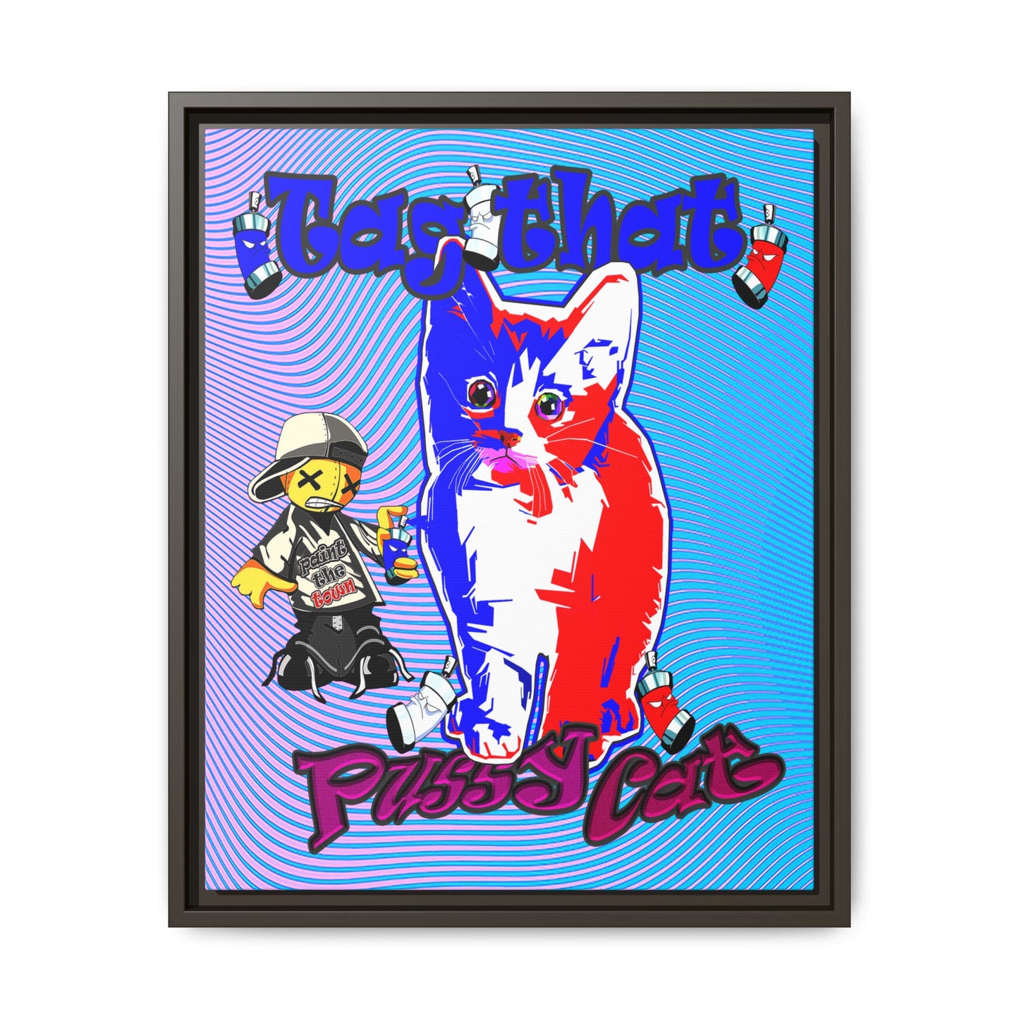 tag that - framed canvas art (light blue-purple wave)