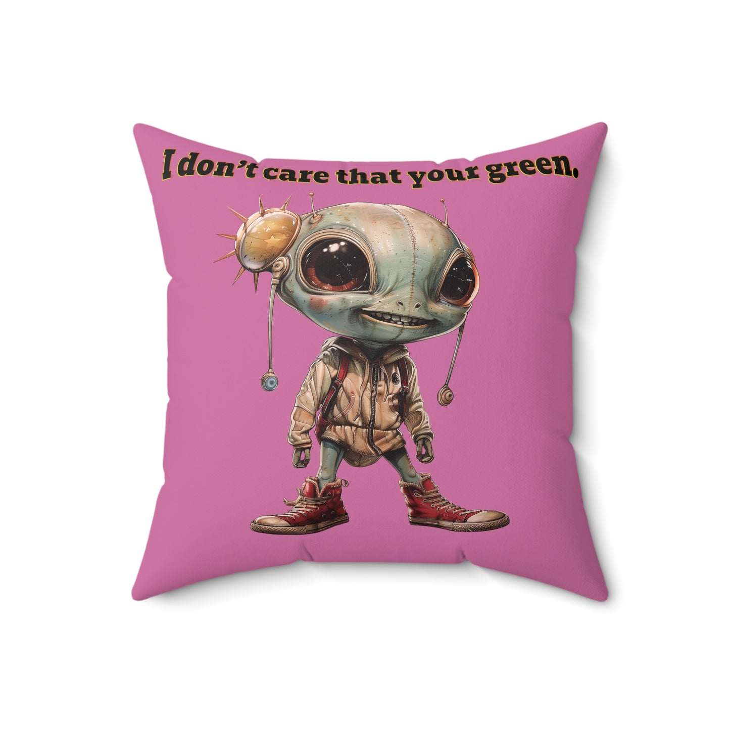 I don't care that your grey - Faux Suede Square Pillow - (light pink)