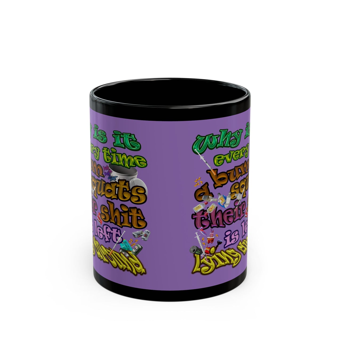 the bum's shit - Black Mug (light purple)