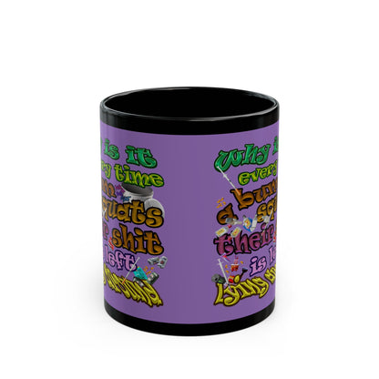 the bum's shit - Black Mug (light purple)