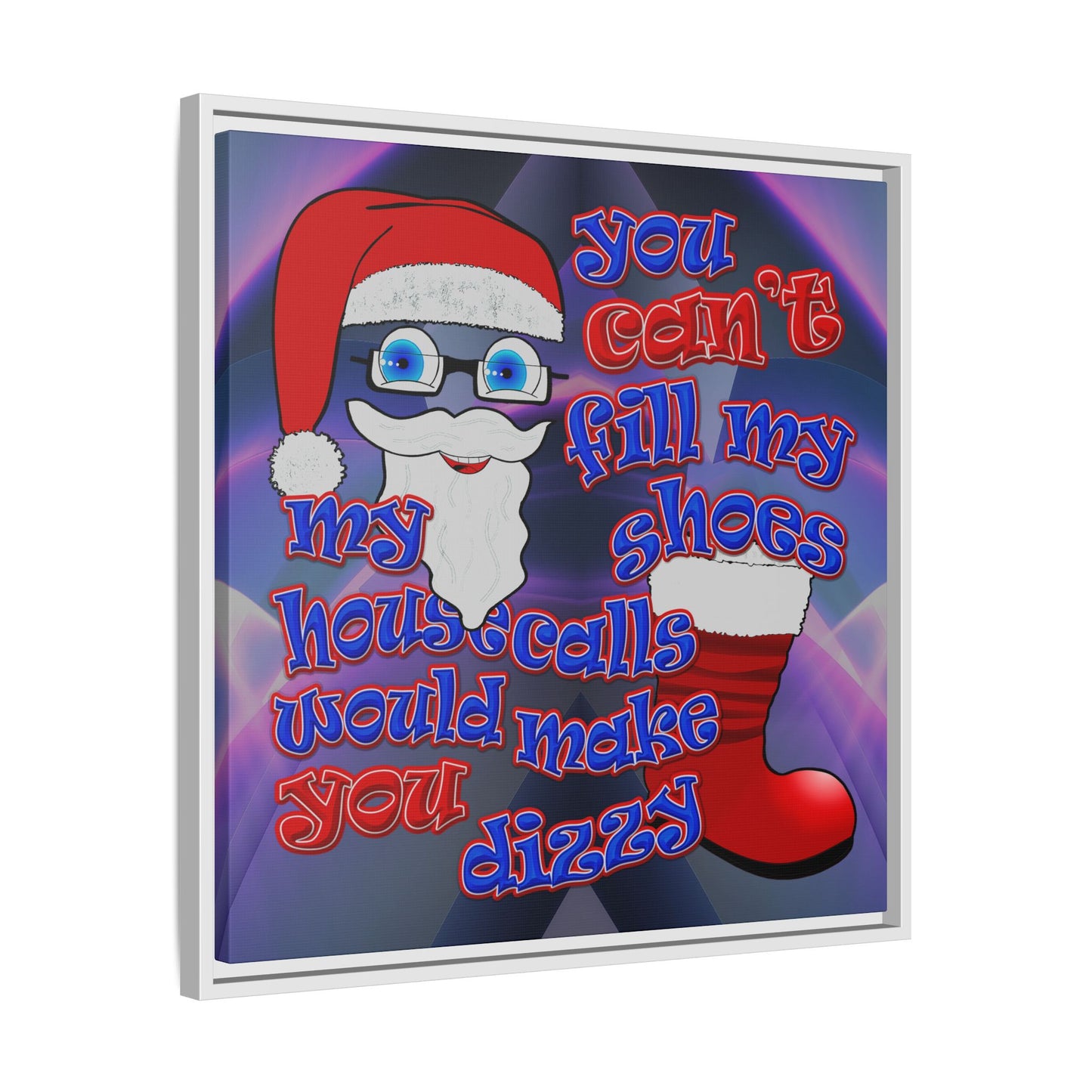 santa's shoes - framed canvas art (grey-pink wave)
