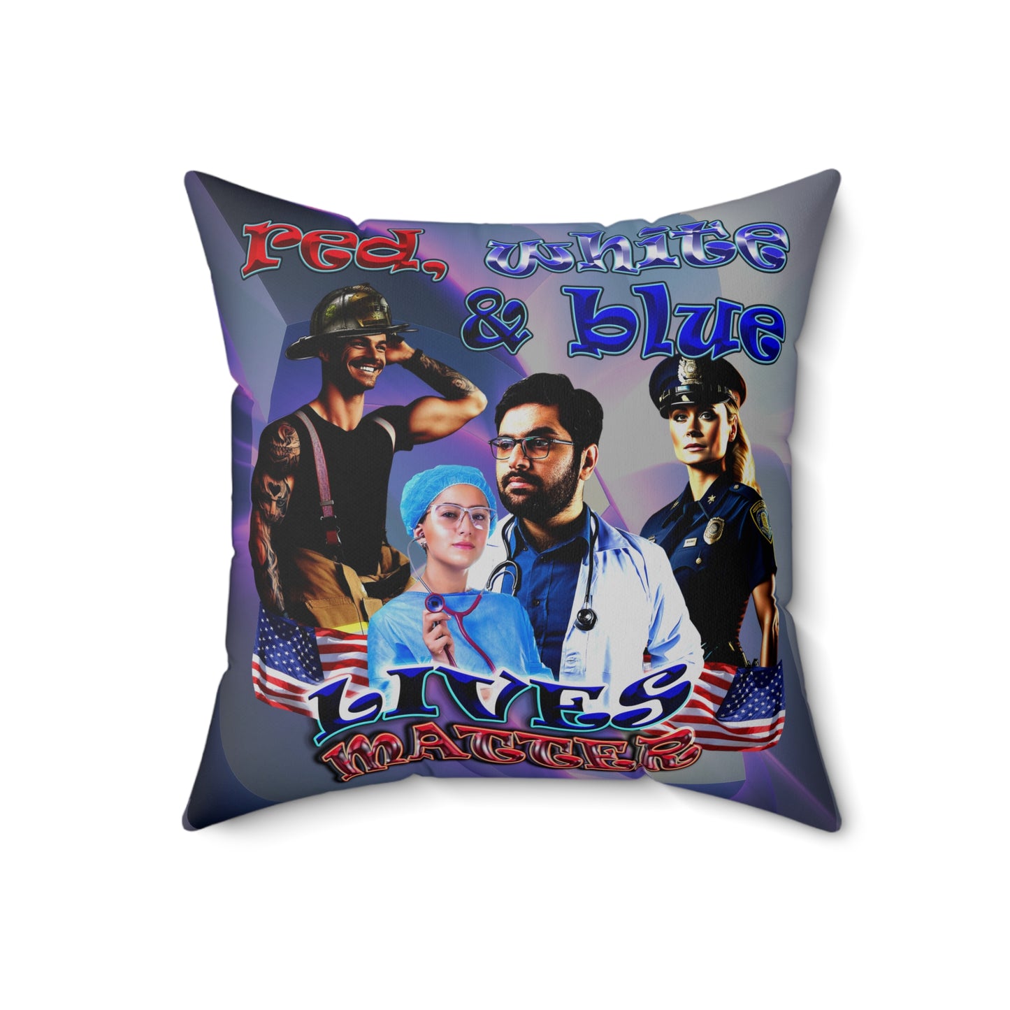 rw&b lives matter - Spun Polyester Square Pillow - (grey-pink wave)