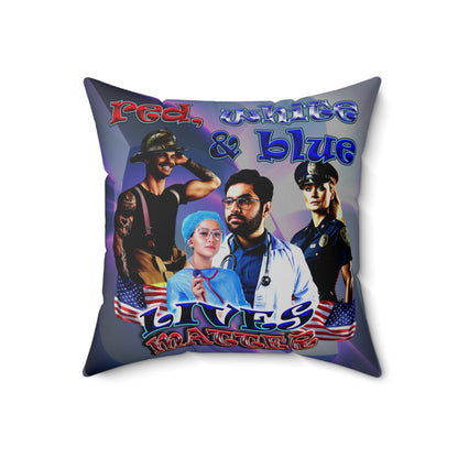 rw&b lives matter - Spun Polyester Square Pillow - (grey-pink wave)