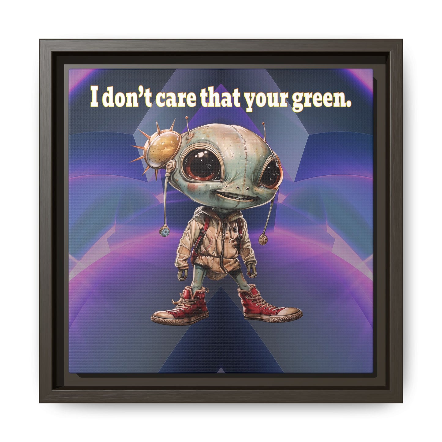 I don't care that your green - framed canvas art (grey-pink wave)