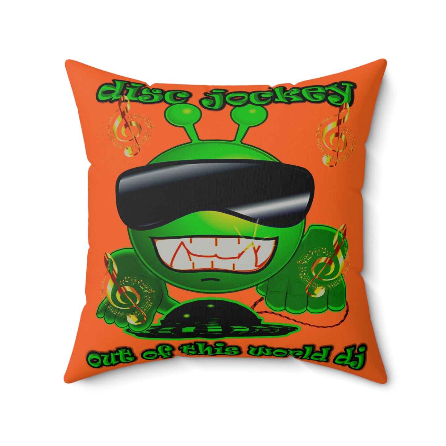 disc jockey - Faux Suede Square Pillow - (orange)
