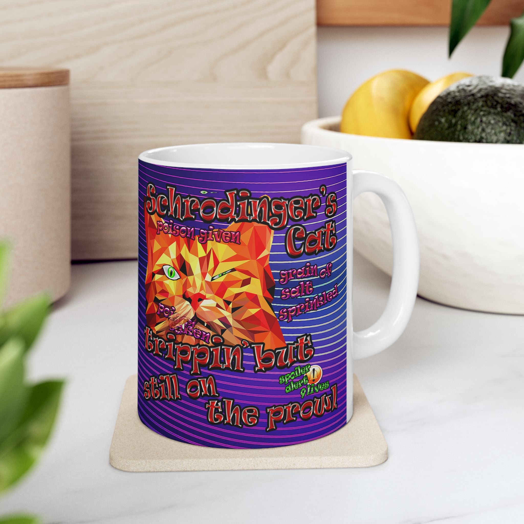 schrodinger's cat - White Mug (purple wave)