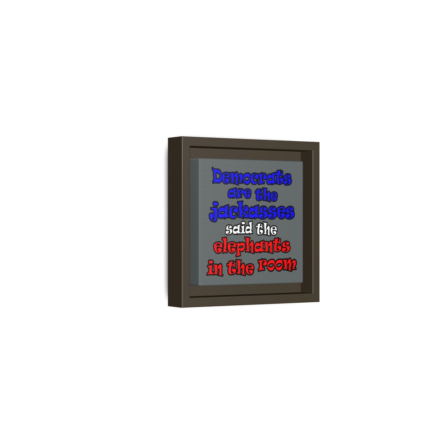 donkeys and elephants - framed canvas art (dark grey)
