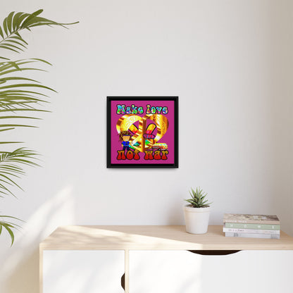 love peace - framed canvas art (pink)
