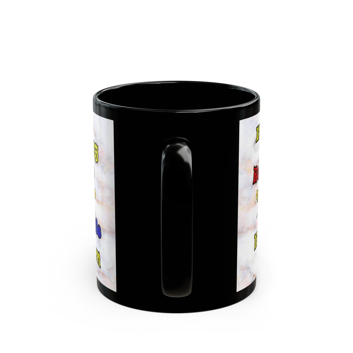 popping like popcorn - Black Mug (white marble)