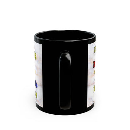 popping like popcorn - Black Mug (white marble)