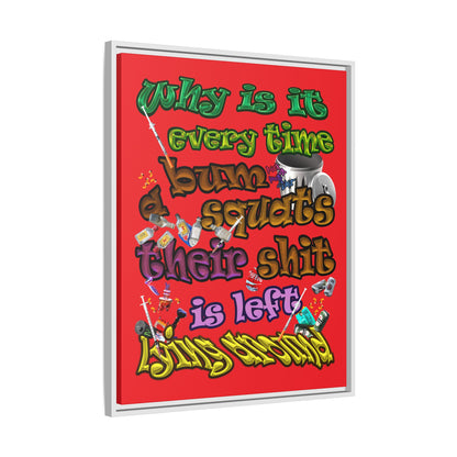the bum's shit - framed canvas art (red)