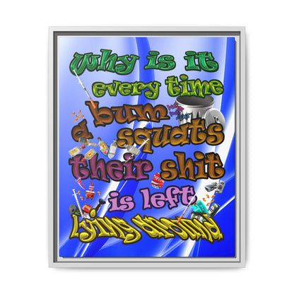 the bum's shit - framed canvas art (blue-white wave)