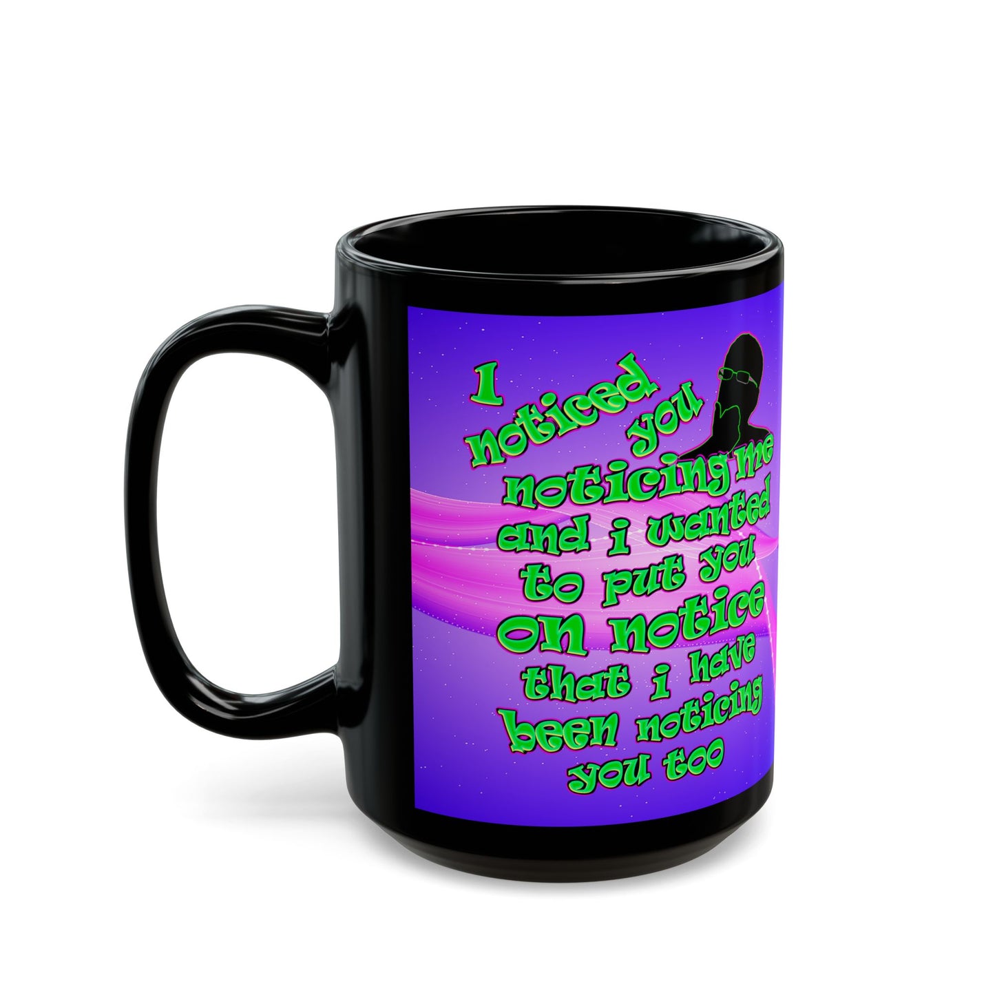 noticed you noticing - Black Mug (purple-pink wave)