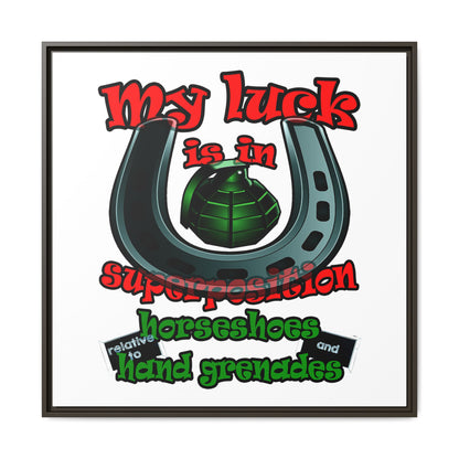 my luck - framed canvas art (white)