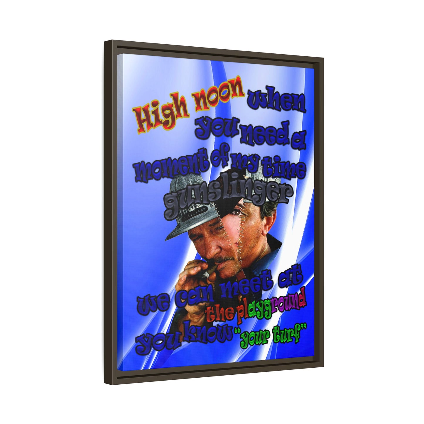 high noon - framed canvas art (blue-white wave)