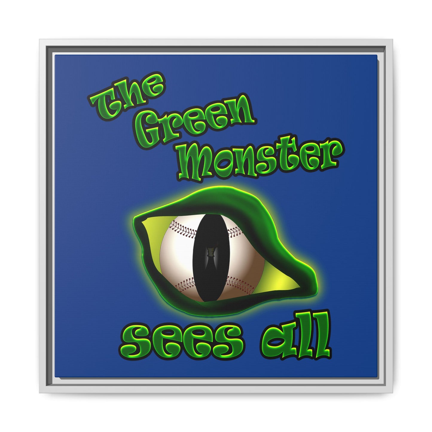 green monster - framed canvas art (dark blue)
