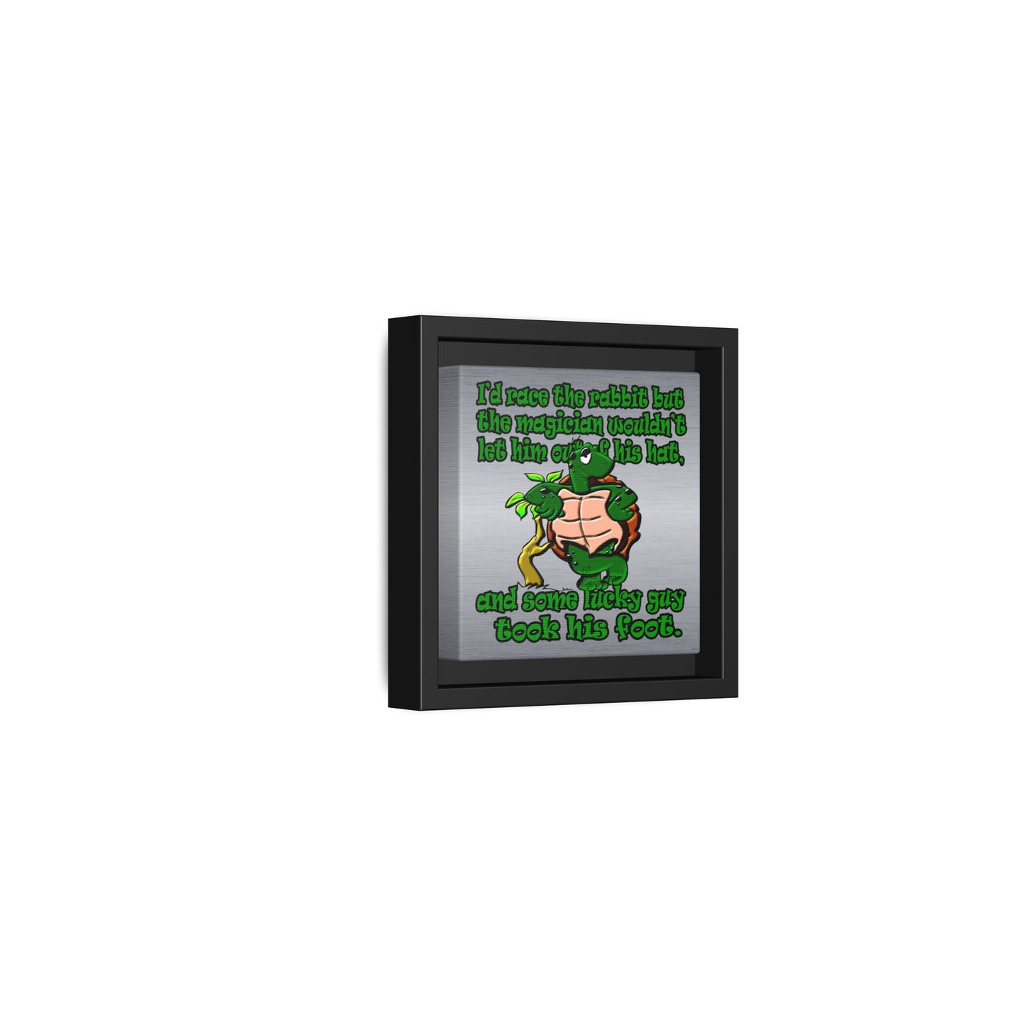 turtle race - framed canvas art (brushed nickel)