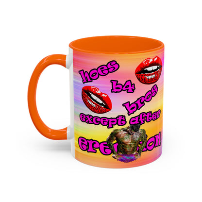 hoes b4 bros - Accent Mug (color blur)