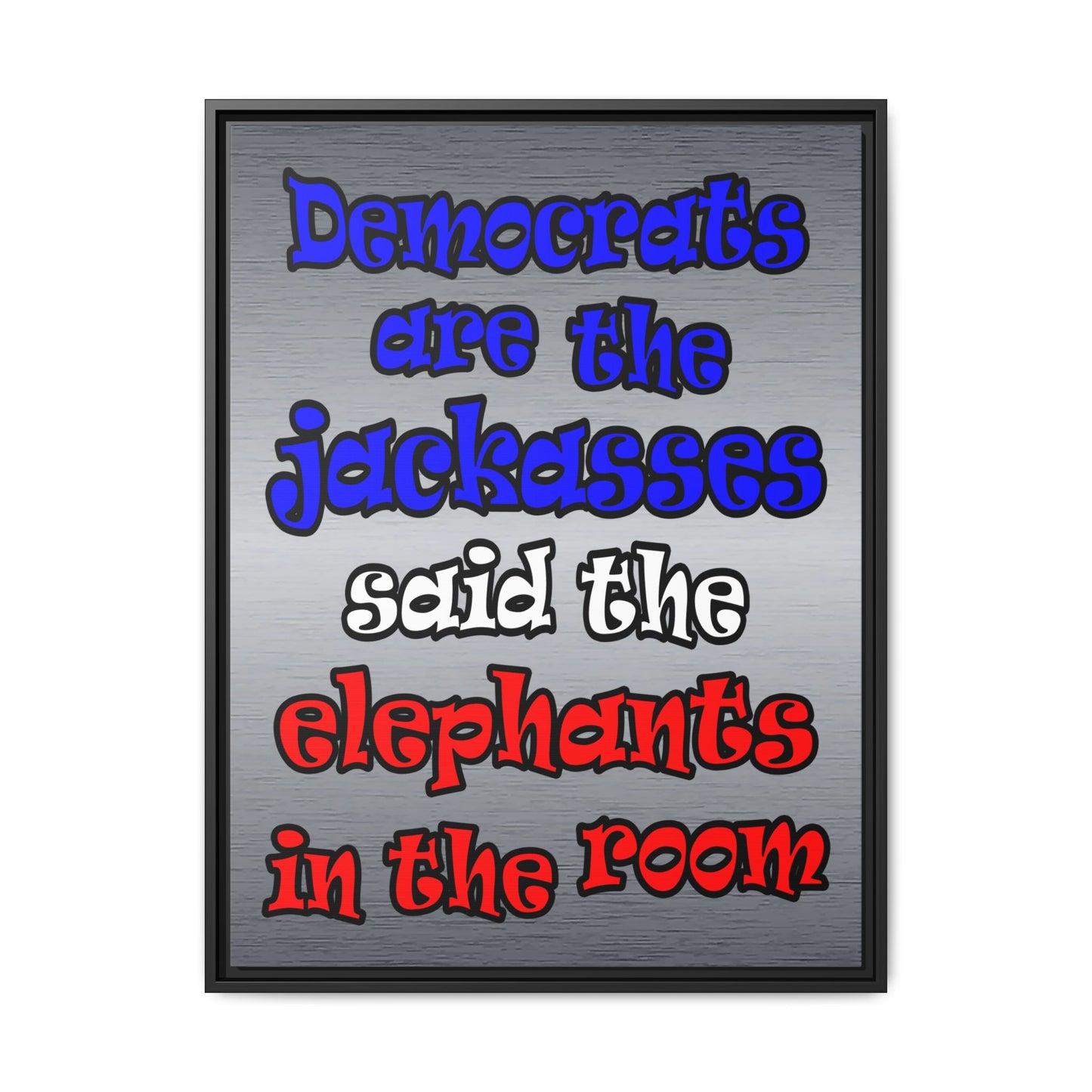 donkeys and elephants - framed canvas art (brushed nickel)