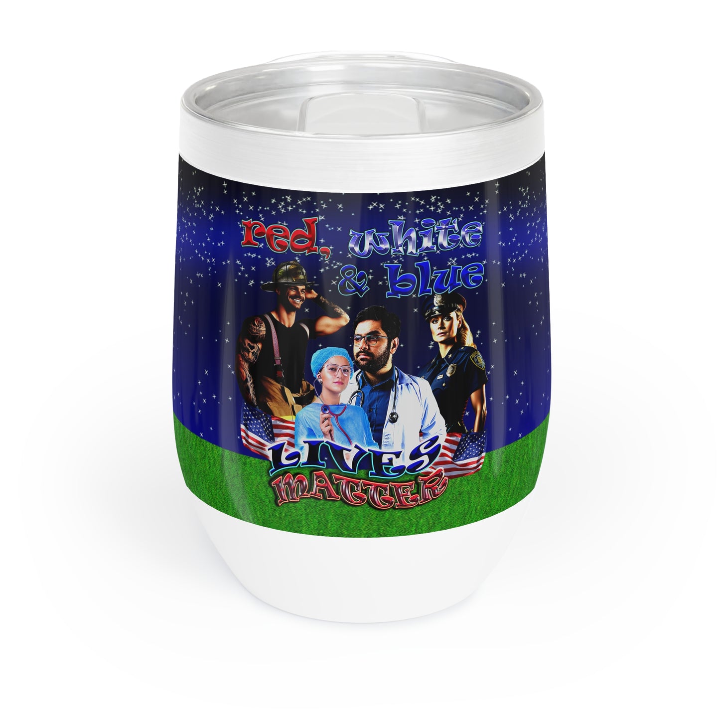 rw&b lives matter - Chill Wine Tumbler ('snoops' background)