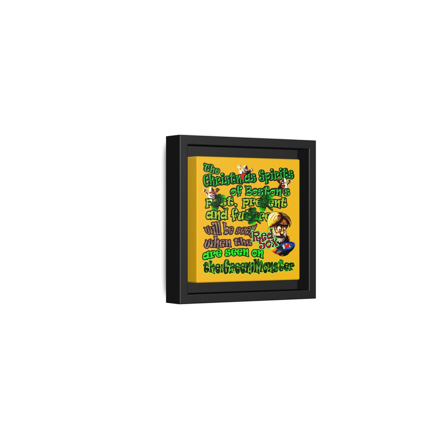christmas spirits of boston - framed canvas art (yellow)