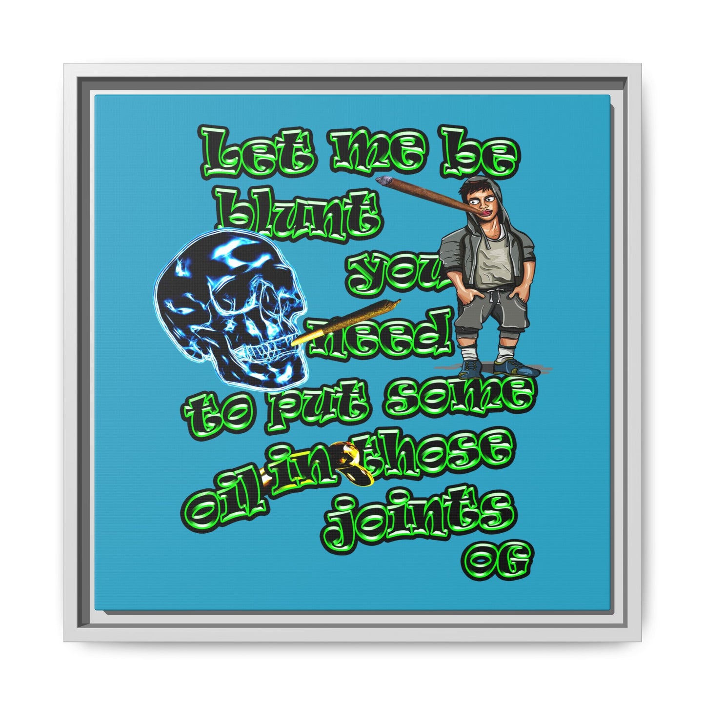 og - framed canvas art (turquoise)