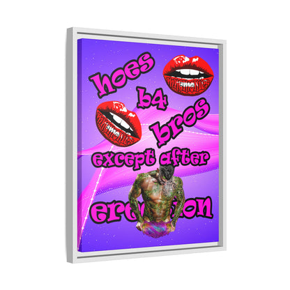 hoes b4 bros - framed canvas art (purple-pink wave)