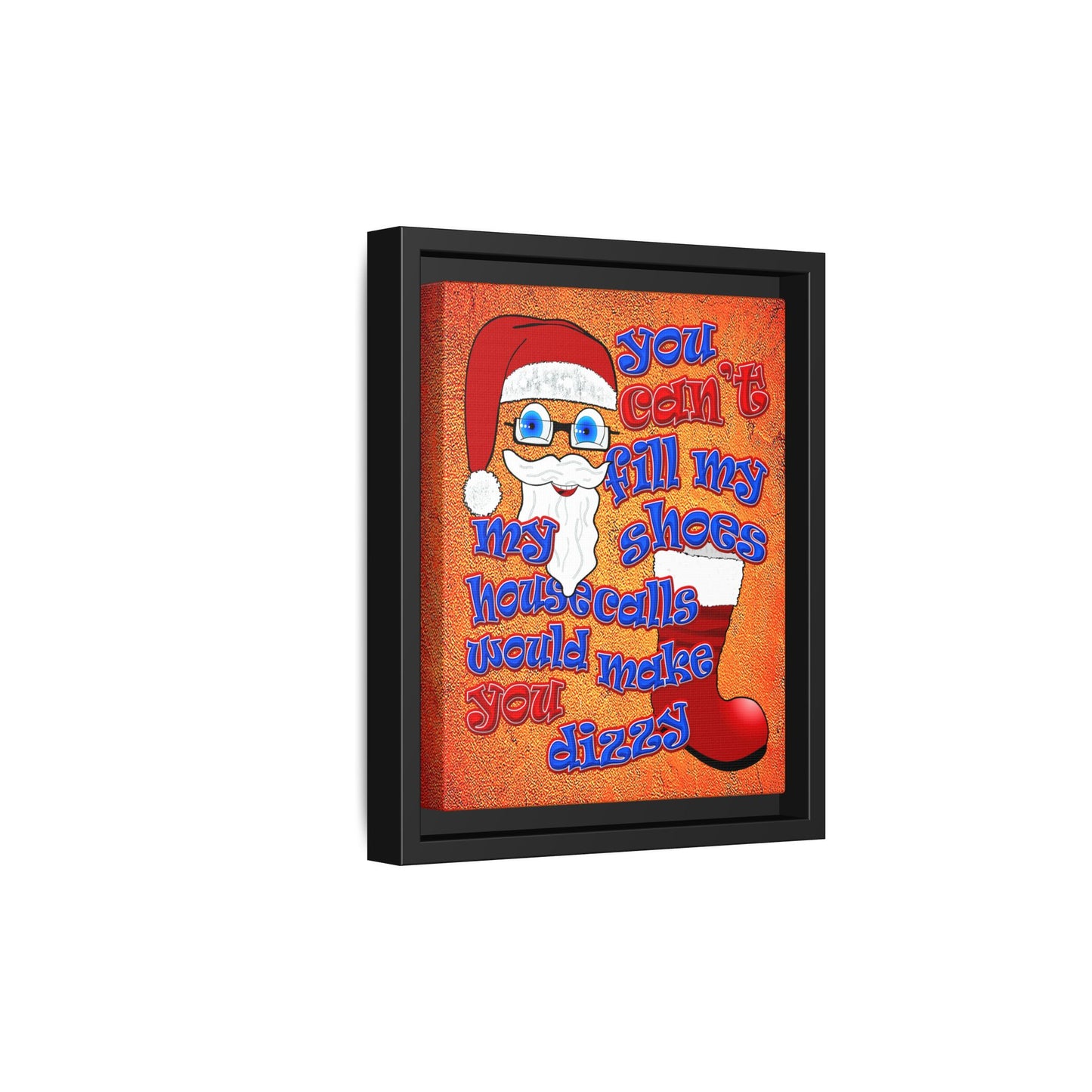 santa's shoes - framed canvas art (burnt orange)