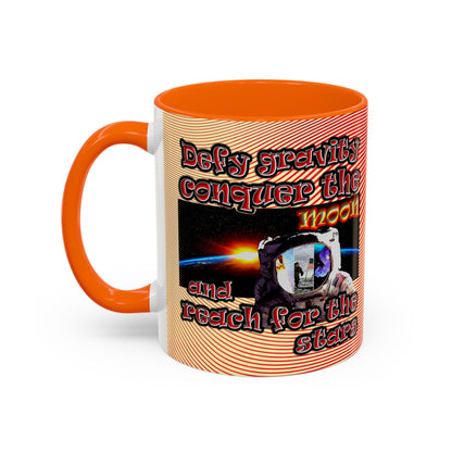 defy conquer reach - Accent Mug (yellow-orange wave)