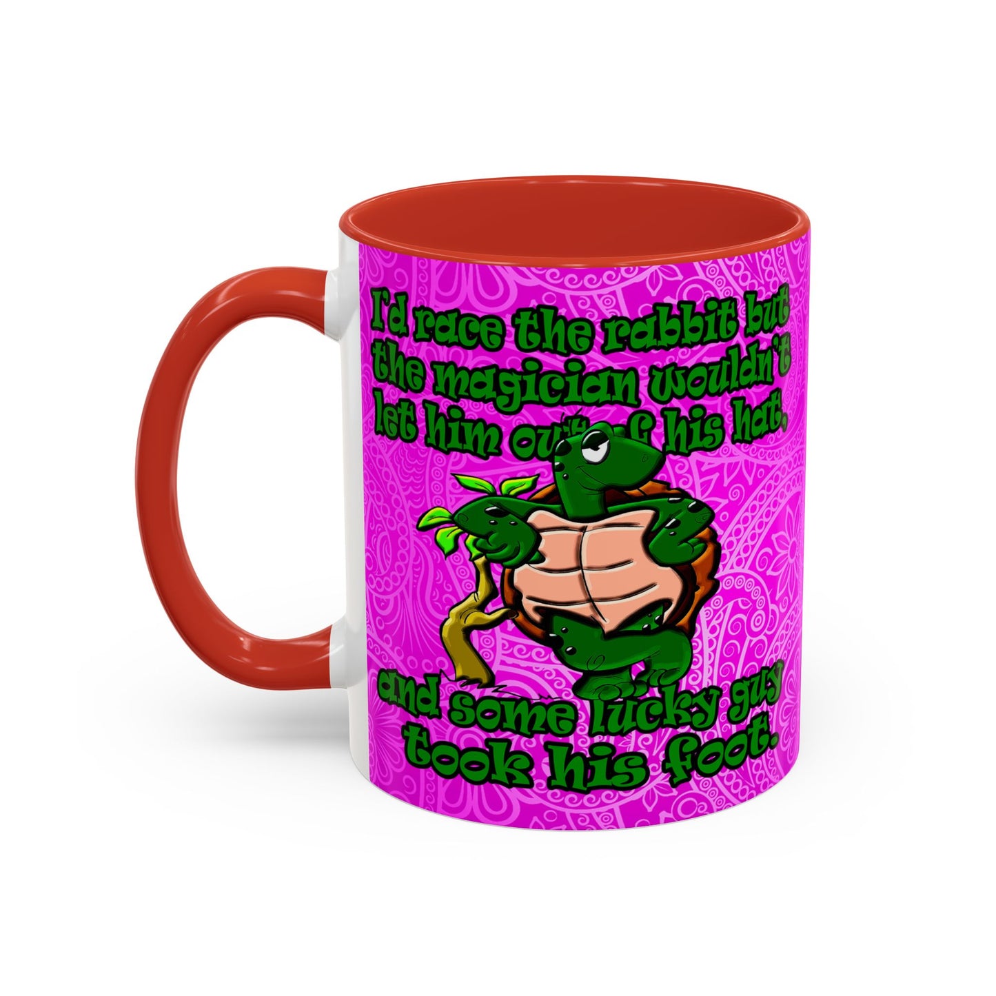 turtle race - Accent Mug (pink swirl)