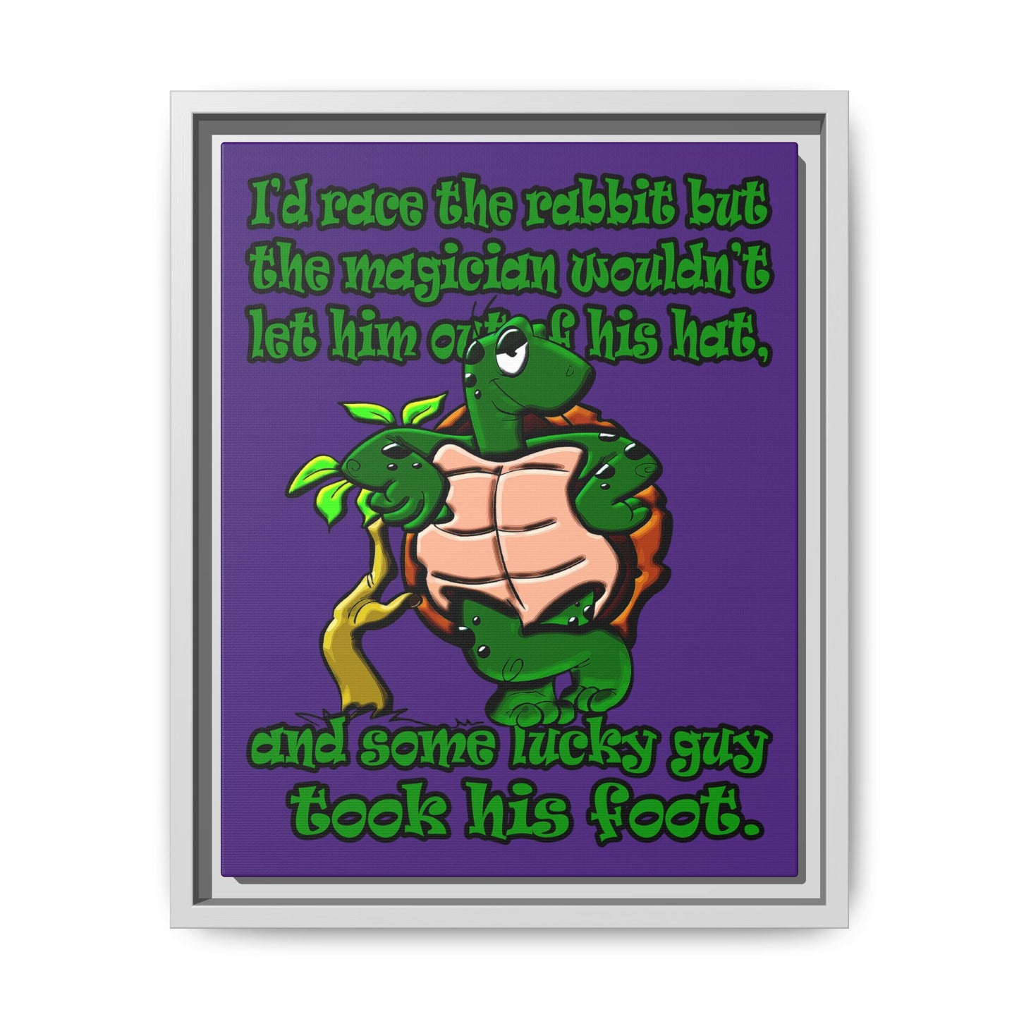 turtle race - framed canvas art (purple)