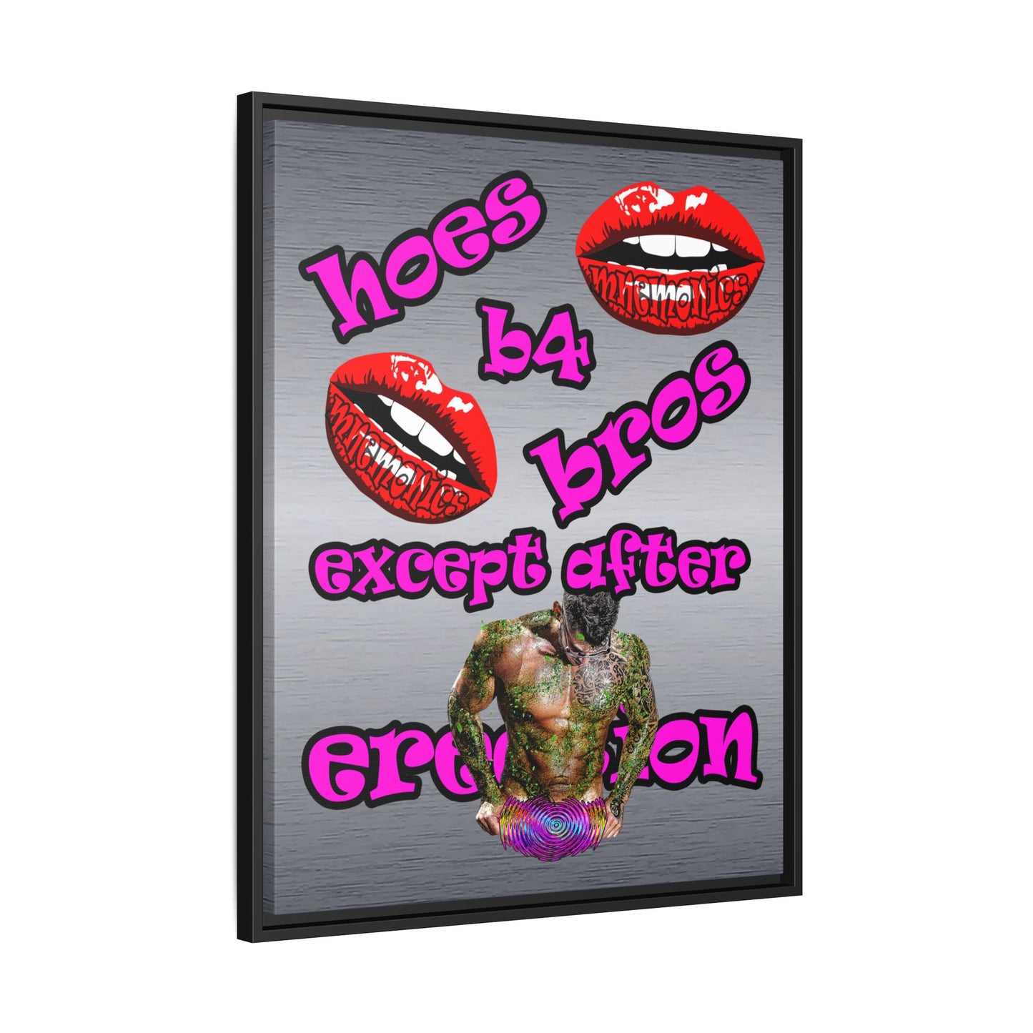 hoes b4 bros - framed canvas art (brushed nickel)