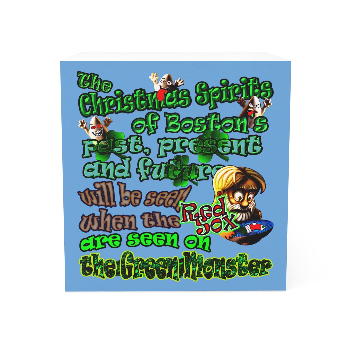 christmas spirits of boston - note cube (light blue)