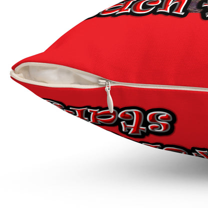 defy conquer reach - Spun Polyester Square Pillow - (red)