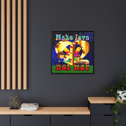love peace - framed canvas art ('snoops' background)