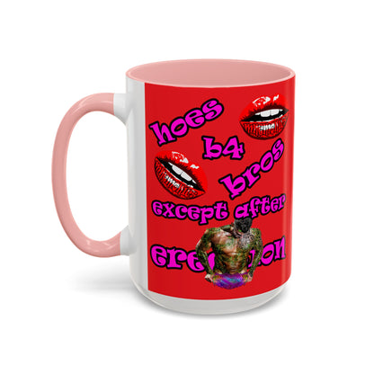 hoes b4 bros - Accent Mug (red)