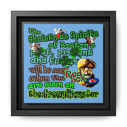christmas spirits of boston - framed canvas art (light blue)