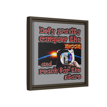 defy conquer reach - framed canvas art (grey)