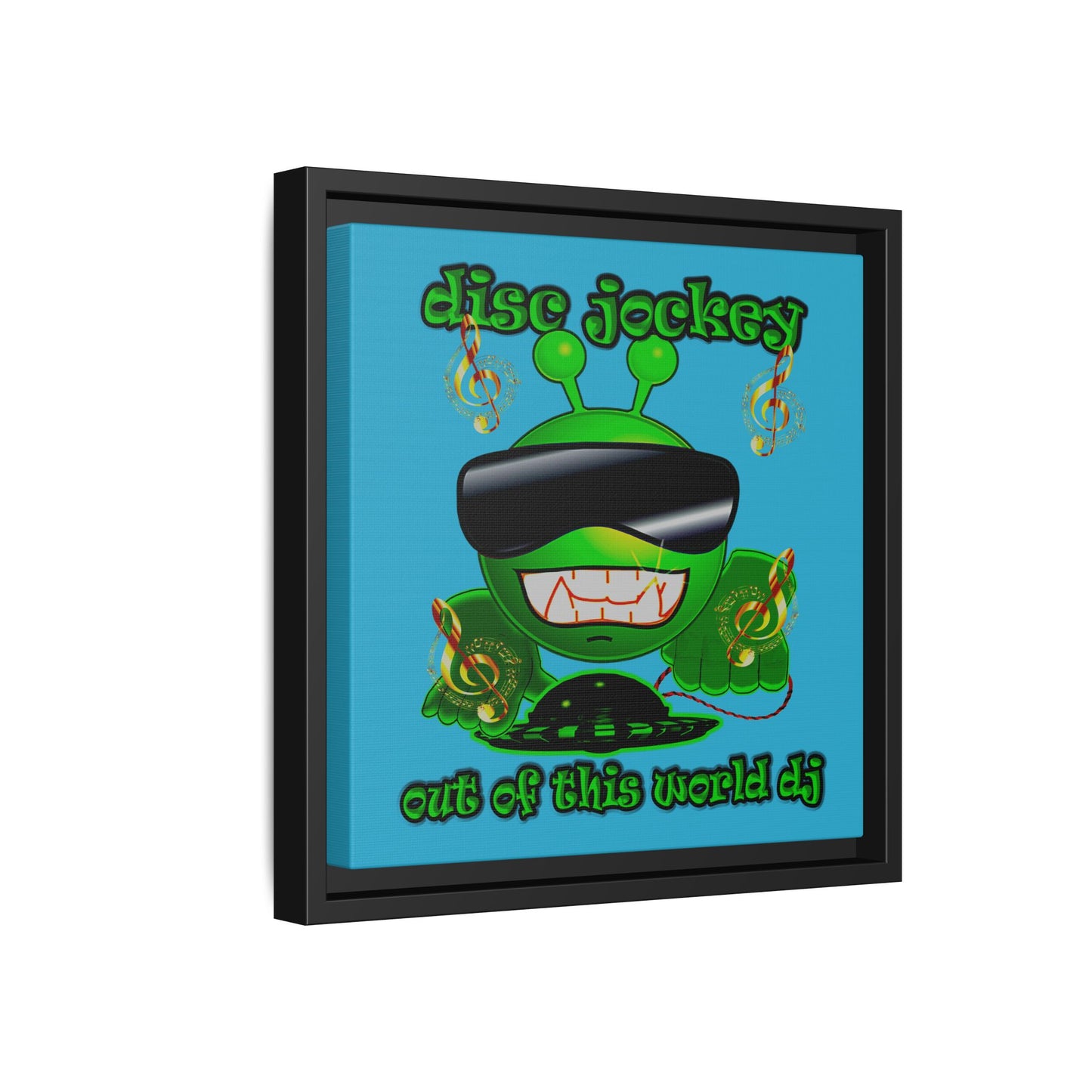 disc jockey - framed canvas art (turquoise)
