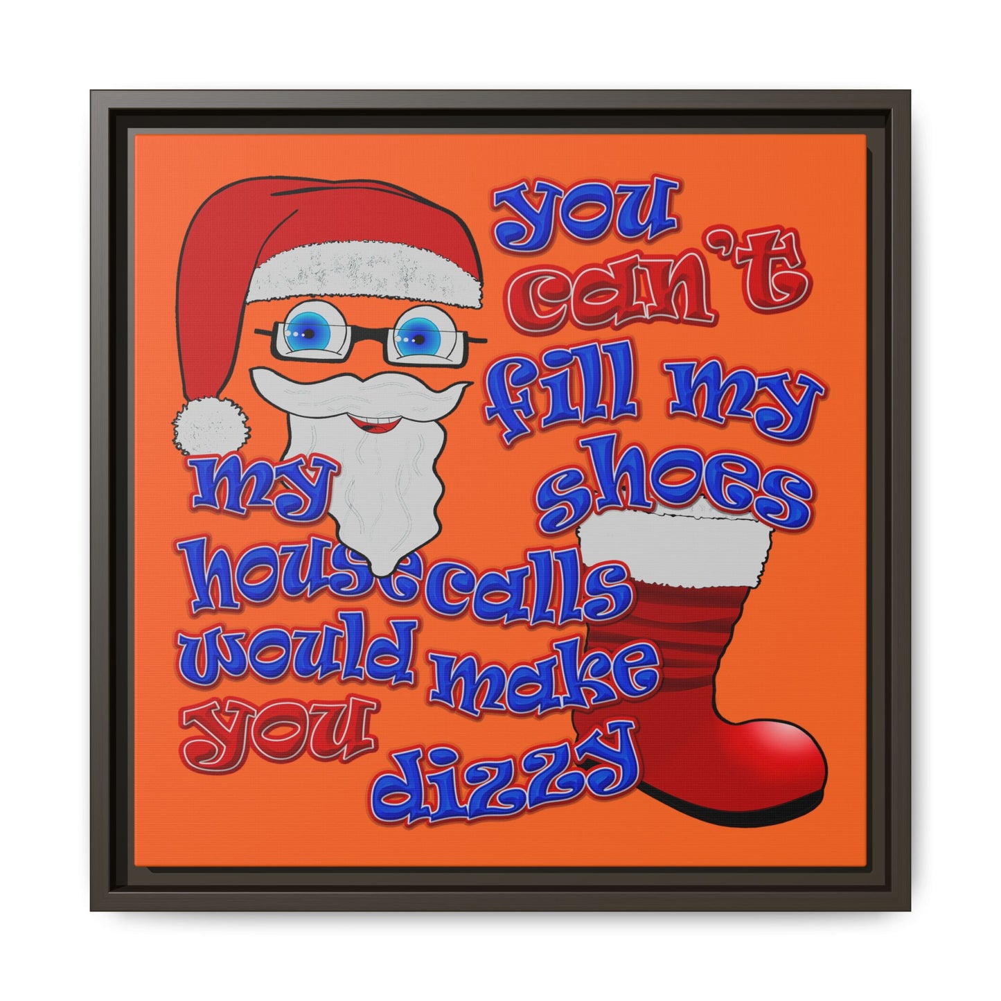 santa's shoes - framed canvas art (orange)